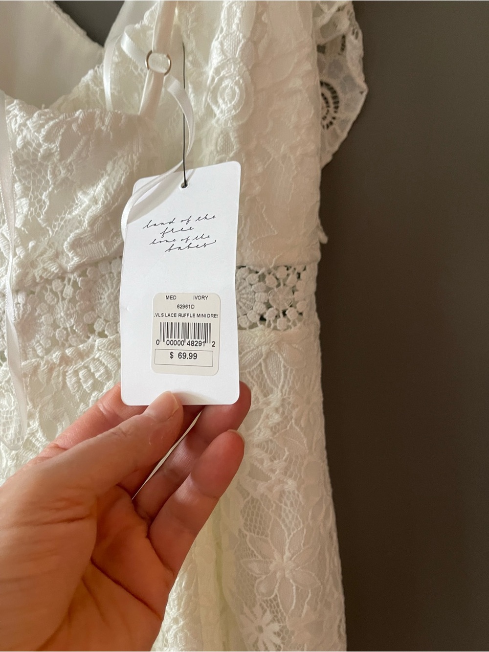 Ivory Lace Ruffle Mini Dress - Picture 4 of 6